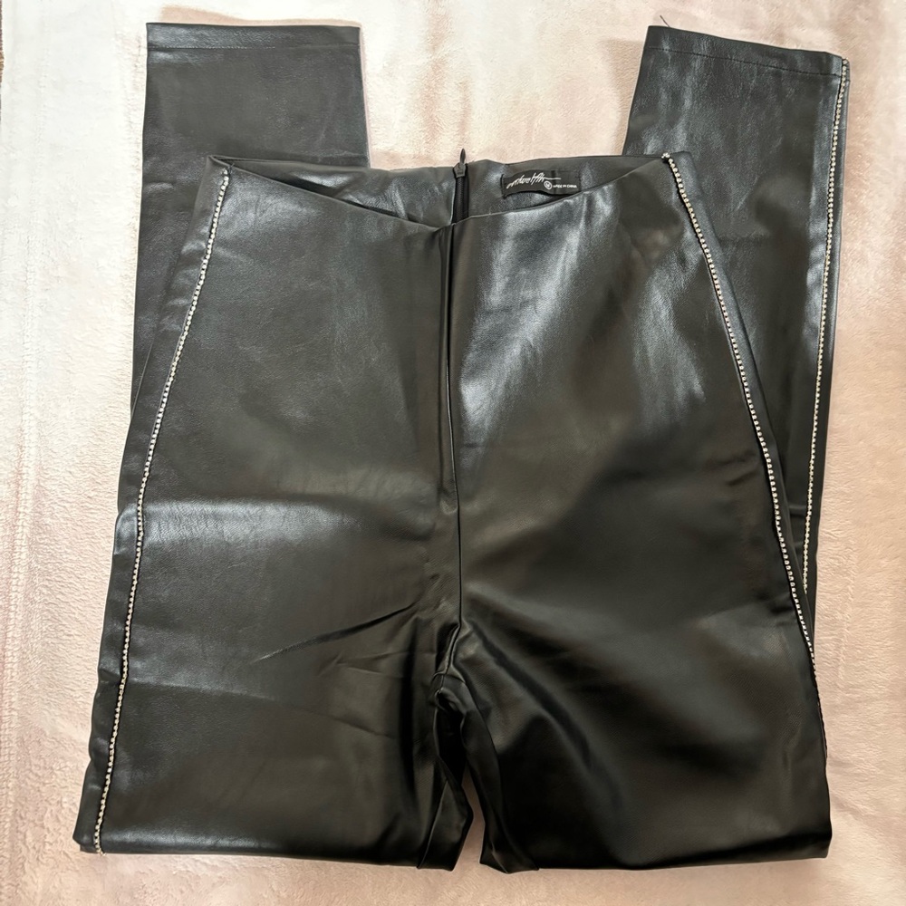 Pleather Rhinestone Pants - Picture 2 of 3